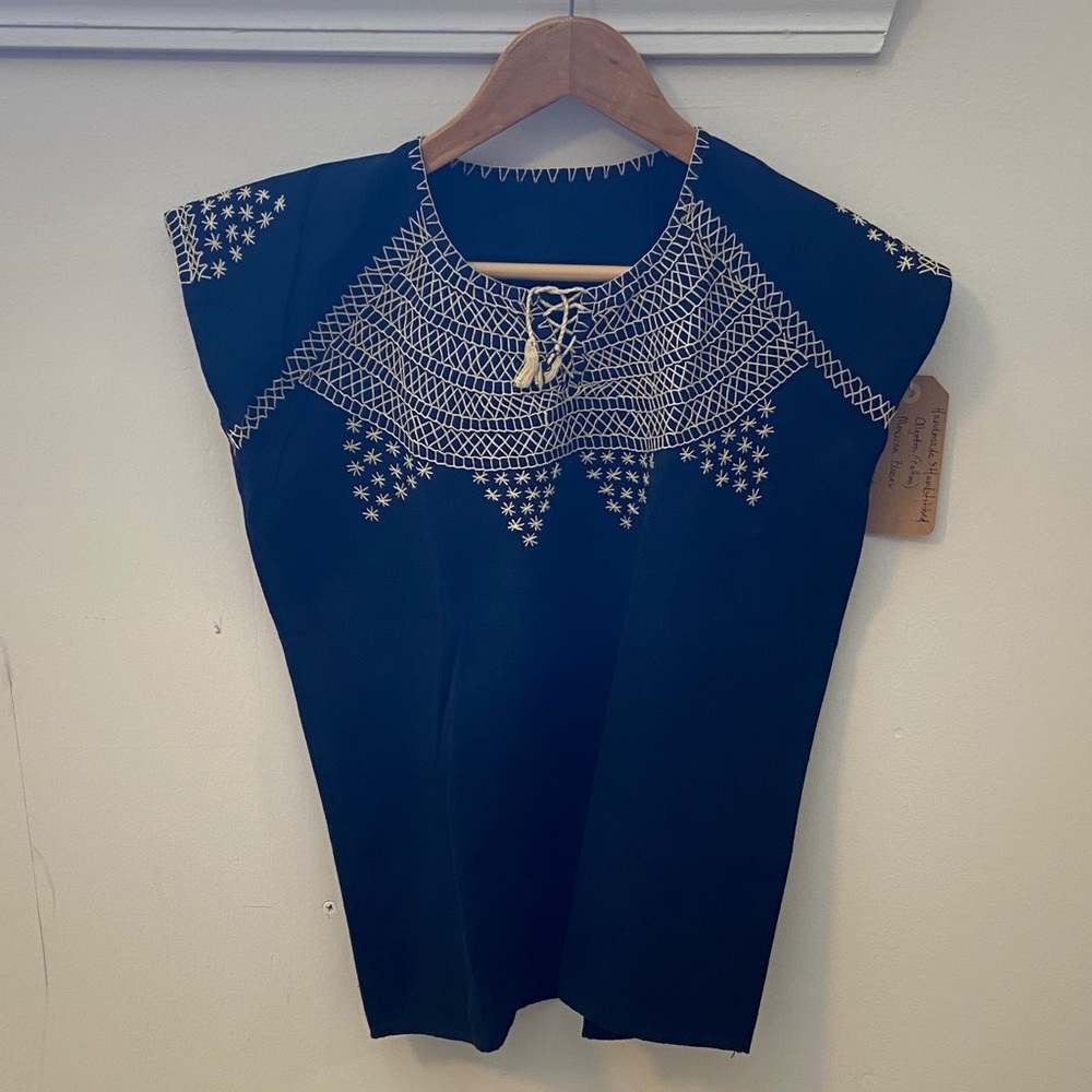 Traditional hand-sewn Mexican blusa-southern region. all hand sewn.